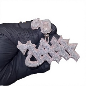 Special Front Hip Hop Iced Letter Pendant Cuban Link <b>Chain</b> 925 Silver Moissanite Baguette Cut Initial Letter <b>Name</b> GRA Certified - Product Image 1