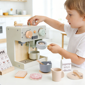 Machine à café miniature en bois multifonctionnelle pour l'apprentissage et le développement cognitif, modèle de jouet éducatif en gros - Product Image 6