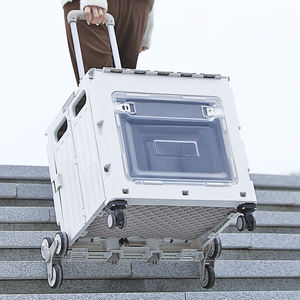 عربة تخزين للاستخدام المنزلي والخارجي، صناديق وأوعية تخزين، للتسوق والتسويق والتخييم، حاوية قابلة للطي، 4 أو 8 عجلات، أبيض وأخضر - Product Image 2