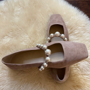 Chaussures plates élégantes Mary Jane à perles pour mariage, légères et respirantes, à talon bas, pour femme, printemps-été - Product Image 3