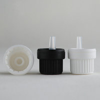Bouteille en verre pour huile essentielle noire DIN18-410 30ml 50ml avec bouchon inviolable, étiquette autocollante UV, impression de logo sur écran