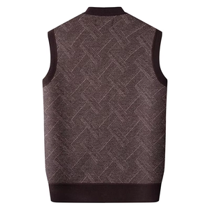 Cardigan sans manches en polaire pour homme, col en V, boutonné, tricoté, avec poches - Product Image 4
