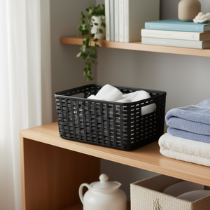 Cesta de Mimbre N2 6L 29 X 19.5 cm, Cesta de Almacenamiento de Plástico Marrón de Estilo Simple con Forma Rectangular - Product Image 3