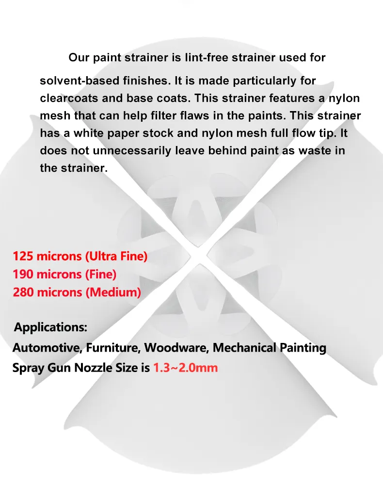 2020 Hot Sales 160g 190 Mikron Auto Paint Cone Sieb für Lösungsmittel farbe