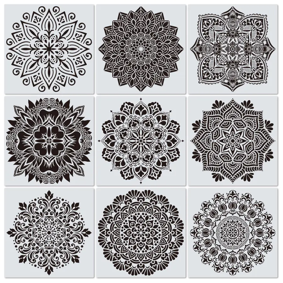 12 x 12 Inch Large Mandala Stencil Laser Cut Painting Template for DIY Art Wall and Floor Stencils Painting Large Pattern