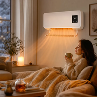 Cheminée électrique murale 2000W avec flamme LED, télécommande, panneau tactile et porte-serviettes