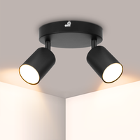 Plafonnier Spot Plafond Noir Mat GU10 Industriel 2 Voies Plafonnier Intérieur Luminaire pour Maisons