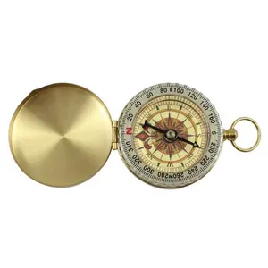 Pure Copper Compass Pocket Watch Retro Flip Compass Outdoor Mountaineering Multi-function Luminous Compass with Cover