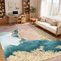 Modern Abstract Thin Polyester Rug Low Pile Non-Slip TPR Backing Machine Washable Tufted Braided Cushioned Printing Machine Made