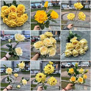 Roses jaunes artificielles de haute qualité en gros pour la décoration de mariage et de la maison - Product Image 2