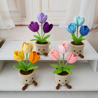 Tanaman Tulip Rajut dalam Pot, Bunga Benang Penyemangat Emosional, Pot Kaki Tersenyum Lucu, Dekorasi Meja Rumah, Hadiah Liburan, Grosir