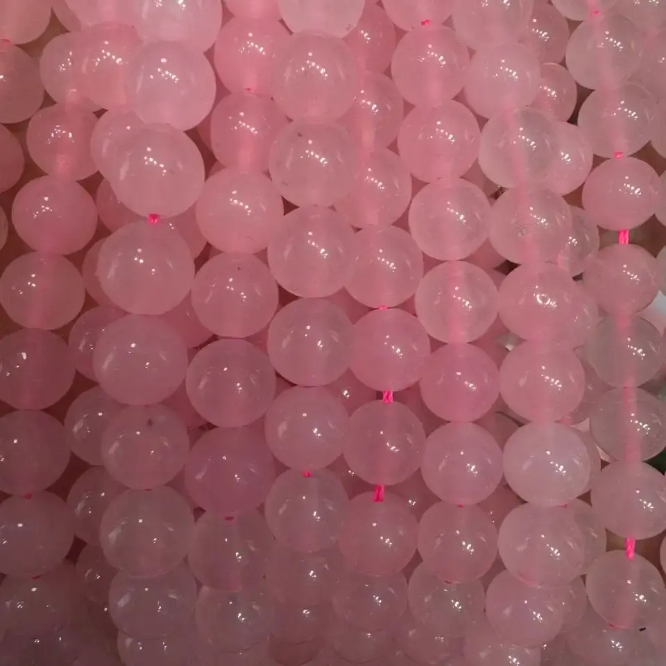 ขายส่ง 4-12 มม.Rose Quartz ลูกปัดหินสําหรับสร้อยข้อมือสร้อยคอเครื่องประดับทํา