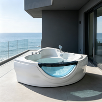 Baignoire de massage à remous moderne en acrylique blanc avec éclairage LED, installation à encoche, portable, pour hôtel, fournisseur Foshan