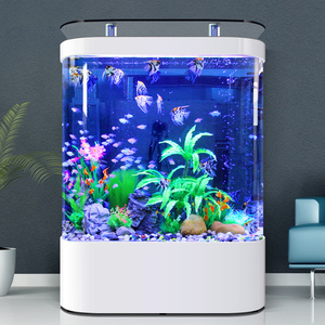 <span class=keywords><strong>Aquarium</strong></span> en verre arrondi tout-en-un avec <span class=keywords><strong>filtration</strong></span> arrière-Nano Tank pour plantes aquatiques et petits poissons - Product Image 2