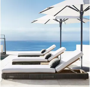 गृह समायोज्य रिक्लियर चेज़ बाहरी आंगन पिछवाड़े के लाउंज पोलसाइड सनबेड गार्डन रतन लाउंज कुर्सी - Product Image 5