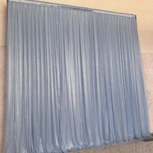 Rideau de fond moderne à double couche avec des paillettes en forme d'étoiles et de lunes pour un mariage romantique et un fond d'événement - Product Image 2