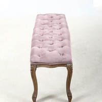 Banc en bois antique, luxe, velours rose, design traditionnel, banc de chevet en bois pour la maison, pour la salle à manger en plein air, le patio ou l'hôtel
