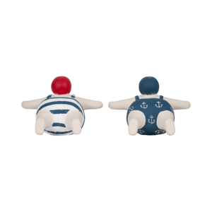 Set di statuette di nuotatori costieri, scultura decorativa con motivo a ancora a righe bianche e blu, per la casa, il bagno, l'ufficio, il soggiorno - Product Image 3