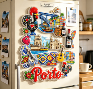 Imán <span class=keywords><strong>de</strong></span> Resina para Refrigerador <span class=keywords><strong>de</strong></span> <span class=keywords><strong>Oporto</strong></span> y Lisboa, Personalizado con Gallo <span class=keywords><strong>de</strong></span> Portugal, Puente Dom Luis, Vino del Puerto, Recuerdo, Venta al por Mayor - Product Image 4