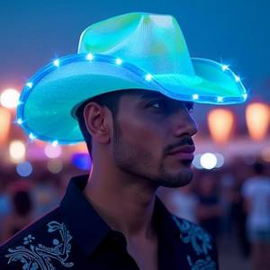 Sombrero <span class=keywords><strong>de</strong></span> Vaquero Unisex con Luces LED Intermitentes <span class=keywords><strong>para</strong></span> Fiesta Disco, Disfraz <span class=keywords><strong>de</strong></span> Halloween, Sombrero Luminoso Divertido - Product Image 3