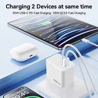Chargeur mural populaire 30W à double port USB-A et USB-C PD 3.0, homologué KC, avec OTP et OVP pour Android