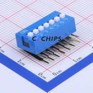 DA-07BLP DIP Switch Through hole Component (THT) Switch Flat Toggle, Raised Type Single Pole Single Throw 7 PC Pin - Product Image 1