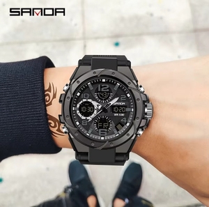 SANDA 6008 Orologio da <span class=keywords><strong>Uomo</strong></span> al Quarzo Impermeabile Sportivo di Lusso <span class=keywords><strong>Originale</strong></span> Resistente all'Acqua <span class=keywords><strong>Regalo</strong></span> Orologi Digitali da Polso per Uomini - Product Image 6