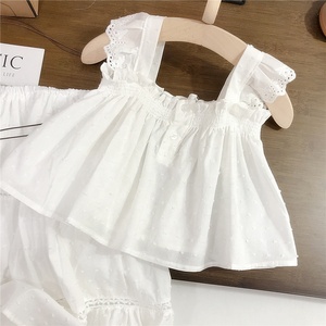 Conjunto de 2 Piezas para Niña, Suave y Agradable al Tacto, Mezcla de Algodón, <span class=keywords><strong>Top</strong></span> con <span class=keywords><strong>Tirantes</strong></span> y Falda con Detalles de Encaje - Product Image 1