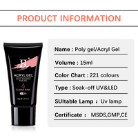 HS Professional DIY Nail Supplies 15ML Poly Building Gel Nail Polish Soak-off UV Jelly Color Extension Acrylic Gel Nails