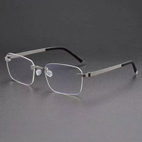 Lunettes de vue rectangulaires en titane sans monture, verres optiques sans bords, monture carrée, adaptées aux visages en forme de losange, pour hommes et femmes