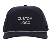Gorras de golf con cuerda impermeables de ajuste seco de poliéster de 6 paneles para hombre con logotipo personalizado, gorras deportivas de Polo a prueba de agua con agujero para camiseta de golf