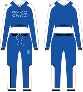 Conjunto Deportivo Corto y Ajustado para Mujer con Bordado de la Hermandad Zeta Phi Beta |   Traje Entallado Corto Personalizado Bordado para Mujeres de la Hermandad ZPB - Product Image 1
