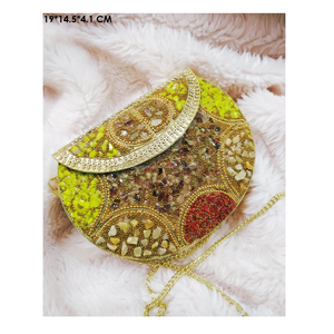 Sac messager bohème de style indien en mosaïque, sac à main de soirée de luxe en métal, sac à main bohème pour femmes, sac à main artisanal pour mariage, vente en gros - Product Image 3