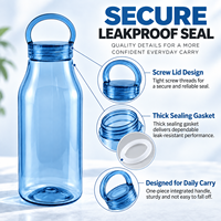 Bouteille d'eau personnalisée en Tritan 500 ml sans BPA transparente réutilisable avec boucle de transport et bouchon à vis Vente en gros OEM