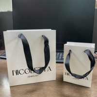 Custom Biodegradable Recycled Laminated Paperboard Luxury Gift Shopping Bags Screen Printed Business Name Jewelry Packaging