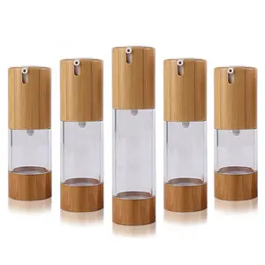 15ml 30ml 50ml bamboe airless pomp fles voor cosmetische verpakking