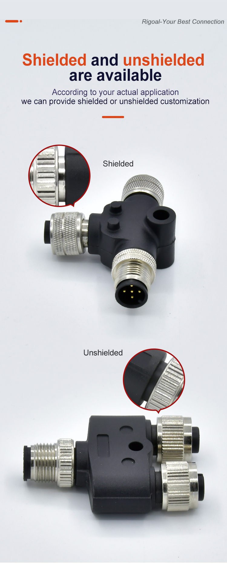 Waterproof M12 Y Connector Male To Female Sensor Actuator Connector