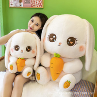 Peluche Lapin Carotte, Coussin Réconfortant Rembourré en Coton PP Lavé, Oreiller de Lit 31cm-50cm, Emballage Sous Vide, Cadeau d'Anniversaire pour Filles