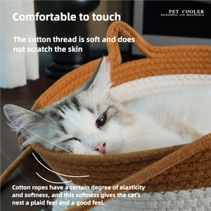 Heißer Großhandel: Katzenbett für den Winter – Rechteckiges Nest mit Baumwollseil, geflochten, faltbar, rundes Hängematten-Korb-Bett - Product Image 4