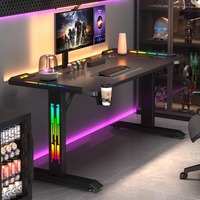 E-Sports Home RGB Atmosphère Lumière Métal Fonction de refroidissement Ensemble de bureau d'ordinateur en bois Chaise de bureau