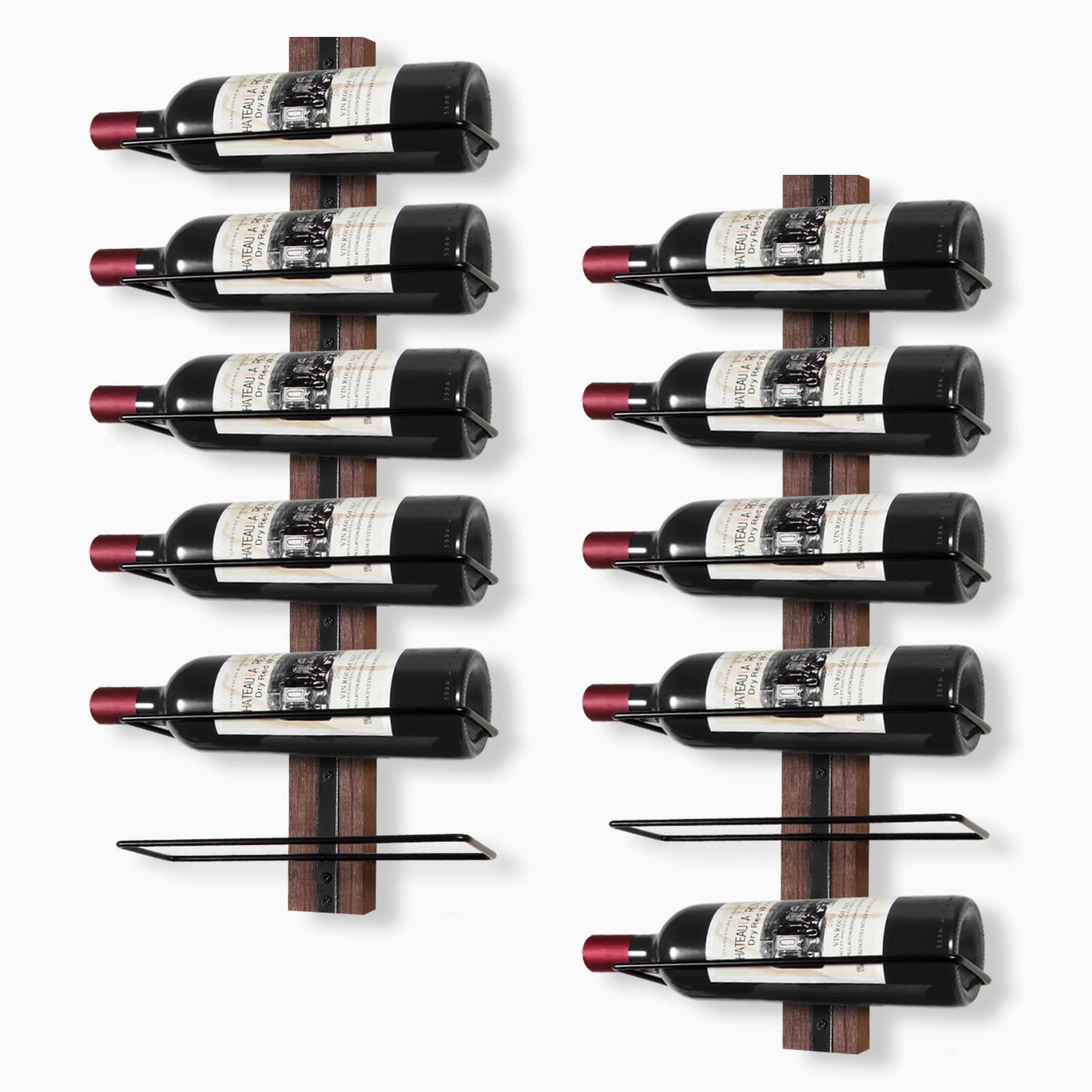 Gran oferta de estantes de madera para botellas de vino montados en la pared para 12 botellas de vino, soporte de almacenamiento para exhibición de vino para cocina, comedor, Bar