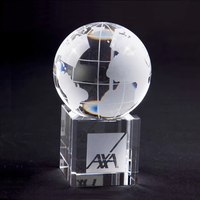 Globe terrestre en verre cristal transparent personnalisé de 60 mm sur socle, fait main avec gravure laser, pour cadeaux d'affaires et souvenirs