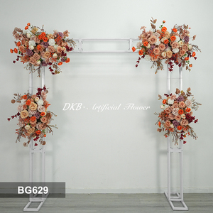 Suministros Florales para Bodas Bohemias, Arreglo de <span class=keywords><strong>Flores</strong></span> Artificiales Color Terracota Naranja, Fondo para Escenario de Boda, Decoración para Escenario de Fiesta - Product Image 2