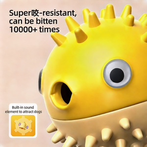 Giocattolo per Cani a Forma di Pesce Puffer in Materiale TPR Resistente ai Morsi, Pulisci-Denti, Palla Sonora Anti-Noia, Accessori per Animali Domestici - Product Image 4