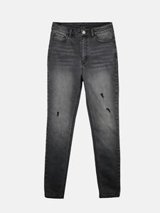 กางเกงยีนส์ทรงดินสอสีพื้นสำหรับผู้หญิง เอวสูง - Product Image 4