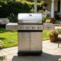 Barbecue à gaz en acier inoxydable 4+1 brûleurs OEM ODM pour patio, jardin et fêtes, avec grille de maintien au chaud et brûleur latéral pour l'extérieur