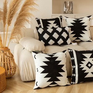 Modern Geometric Black <b>White</b> Square Pillowcase Removable Home Decor <b>Cushion</b> <b>Cover</b> Abstract Pattern PV Fleece Material - Product Image 4