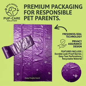 Lot de 18 rouleaux de sacs à déjections canines compostables, extra épais, à base de plantes, parfumés, avec support - Product Image 2