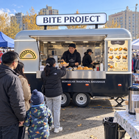 Remorque alimentaire rétro en acier inoxydable sur mesure, cuisine mobile extérieure, remorque de restauration à vendre