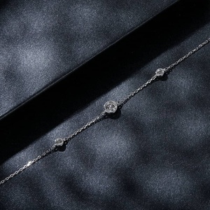 Vòng tay bạc 925 mạ bạch kim, trang sức cao cấp, kiểu dáng thanh lịch, lấp lánh như sao, đính đá moissanite dành cho nữ - Product Image 3